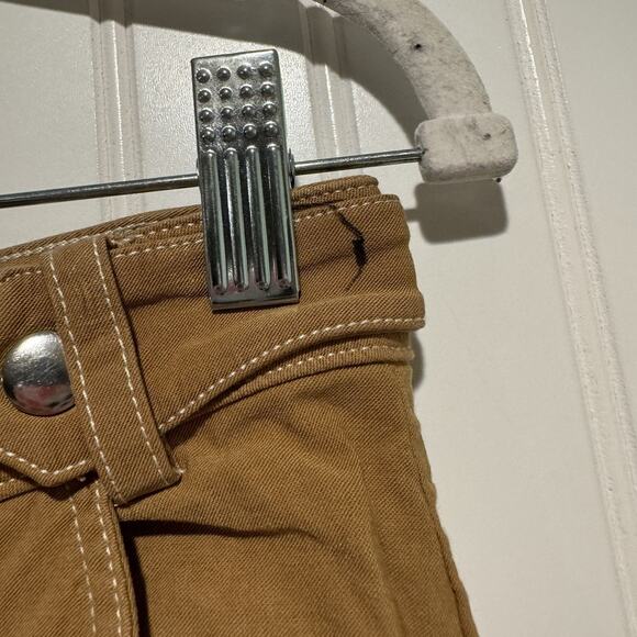 Anthropologie Maeve High Waisted Wide Leg Pants Contrast Stitching Khaki Size 6 - Picture 5 of 8